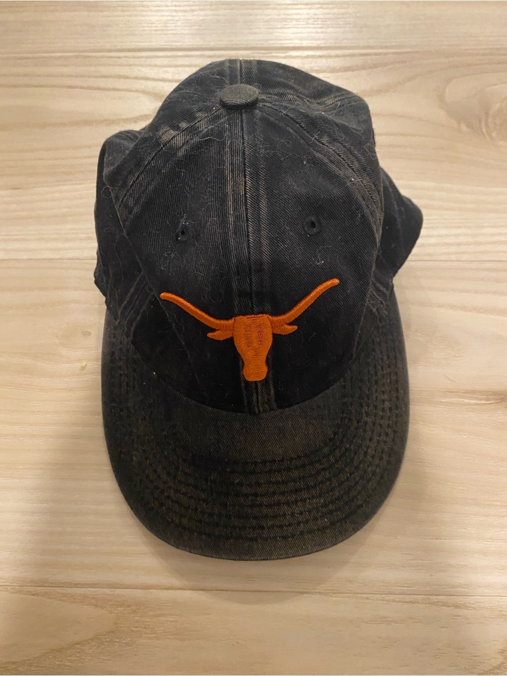Kids Black Baseball Cap with Orange Longhorn Logo